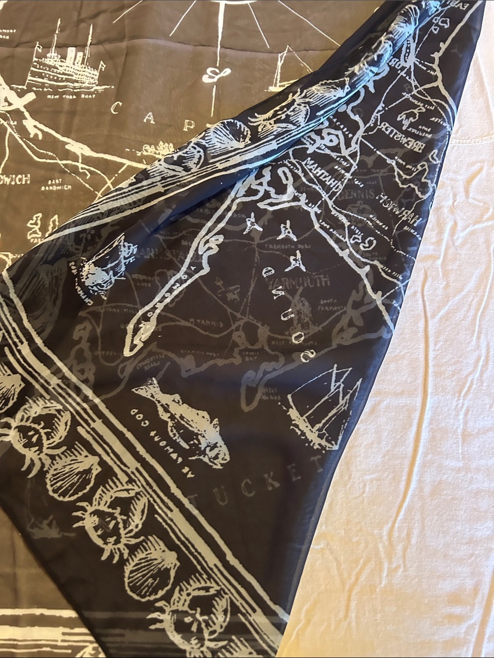 Cape Cod Map Scarf  - Blue - Picture 3 of 12